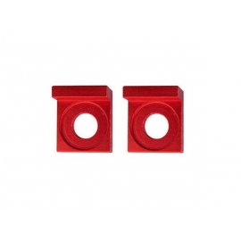 Square aluminium chain tensioners - 15mm - Red